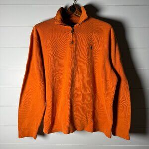 Polo by Ralph Lauren Quarter Zip Sweater Orange with Dk. Green Pony Sz XL